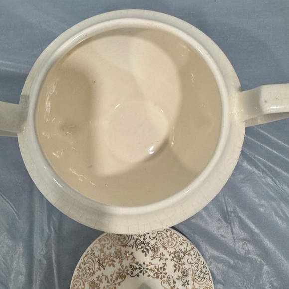 Vintage Creamer & Sugar Bowl Set Floral Gold Scroll Cottagecore - Picture 6 of 7